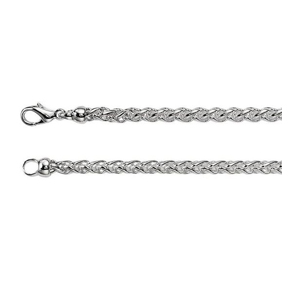 Sterling Silver 4mm Solid Wheat Chain Bracelet 7 Inch